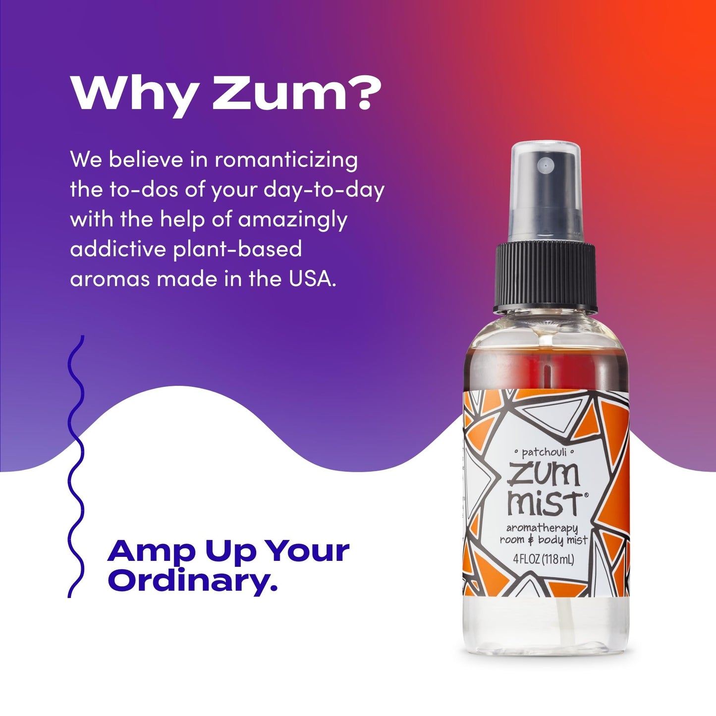 Indigo Wild Zum Mist Room & Body Spray - Aromatherapy Essential Oil Spray - Natural Body Mist & Room Spray - Patchouli Scent - 4 fl oz (2 Pack)