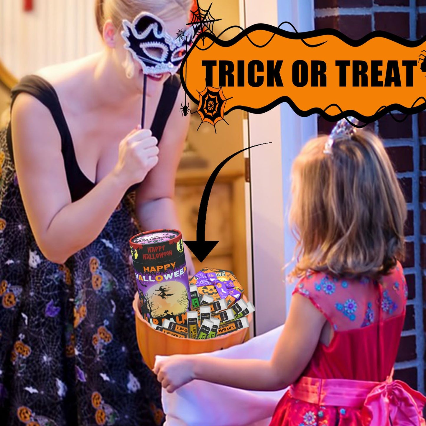 Yopela 76 Pack Halloween Lip Balm Party Favors, Lip Care Set with Vitamin E & Coconut Oil to Moisturize Repair Dry Chap Lips, 18 Flavors,Perfect for Trick-or-Treat Gifts or Goodie Bag Stuffers