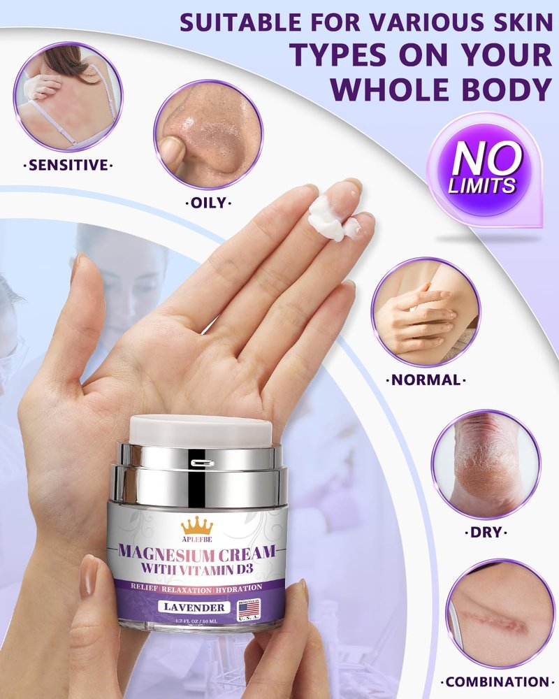 Magnesium Cream for Sleep | 5-In-1 Soothing Lotion with Lavender & Chamomile - 1.7 FL OZ