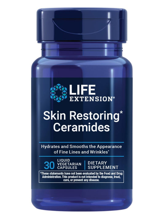 Life Extension Skin Restoring Ceramides* – Wheat Oil Extract – Hydrates & Smooths the Appearance of Fine Lines & Wrinkles – Gluten-Free, Non-GMO, 1-Daily, Vegetarian – 30 Liquid Capsules