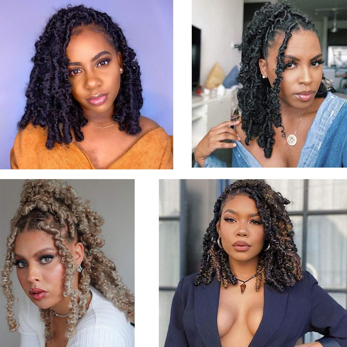 ZRQ Butterfly Locs Crochet Hair Short 6 Packs Black Crochet Bob Hair 12 Inch Messy Distressed Faux Locs Crochet Braids Pre-twisted Soft Locs Hair for Women #1B