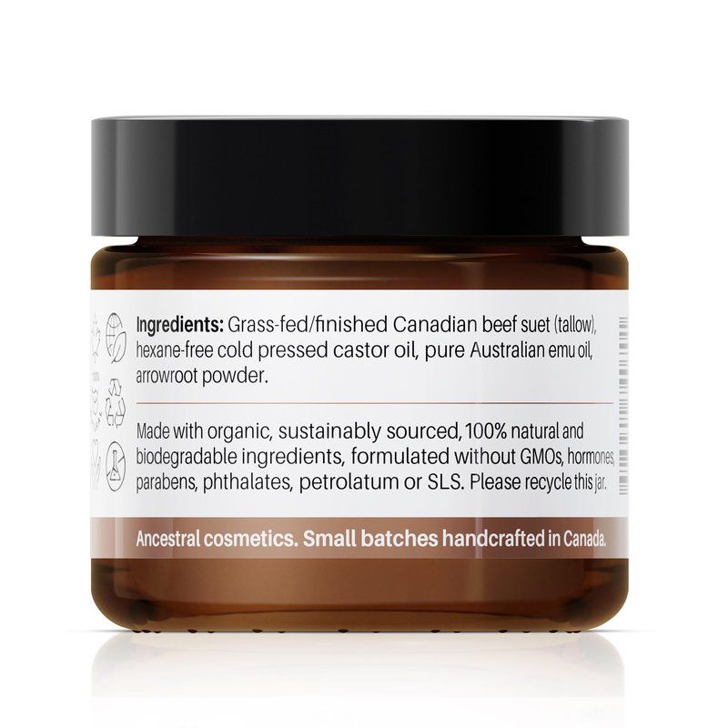 Lipidology Skincare Organic Emu Tallow Balm, Unscented, 60 ml