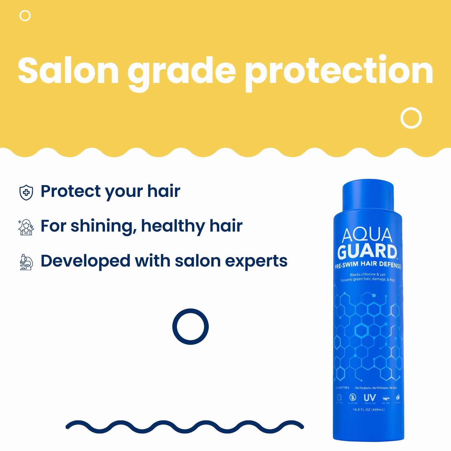 AQUA GUARD Pre-Swim Hair Defense | Family Size for More Swims Per Bottle | Prevents Chlorine Damage + Softens Hair While Swimming | Made in California | 16.9 oz