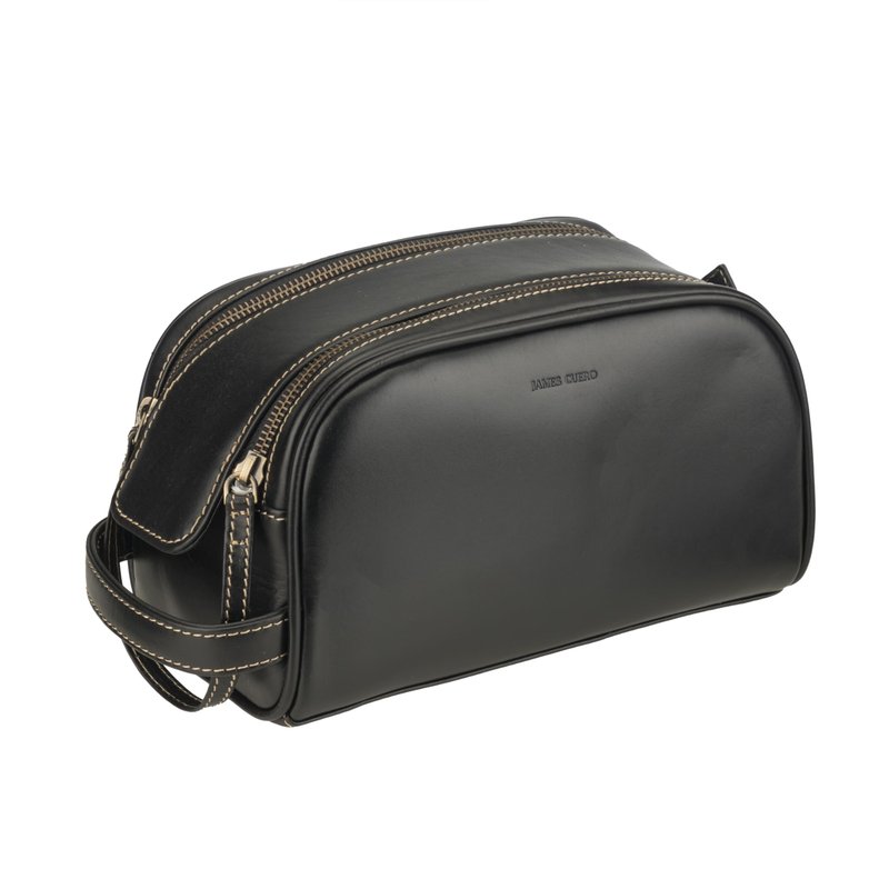 James Cuero Pemium Leather Toiletry Bag – Premium Dopp Kit, Shaving Kit, Travel Pouch, Bathroom Kit, Leather Cosmetic Travel Bag for Men and Women