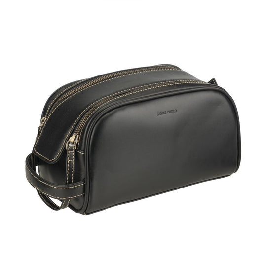 James Cuero Pemium Leather Toiletry Bag – Premium Dopp Kit, Shaving Kit, Travel Pouch, Bathroom Kit, Leather Cosmetic Travel Bag for Men and Women