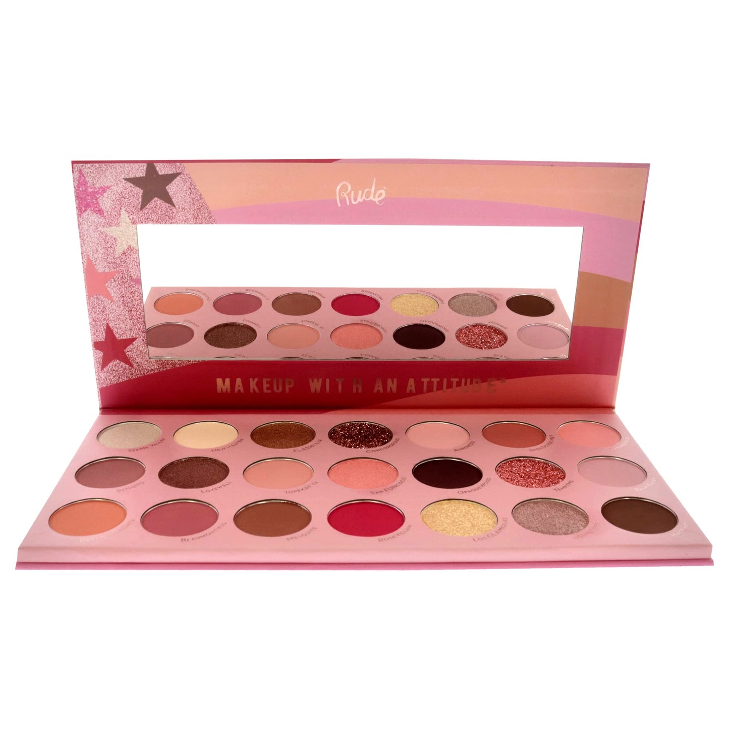 Rude Cosmetics United Pinky Nudes - 21 Pressed Pigment and Shadows Palette Eye Shadow Women 0.74 oz