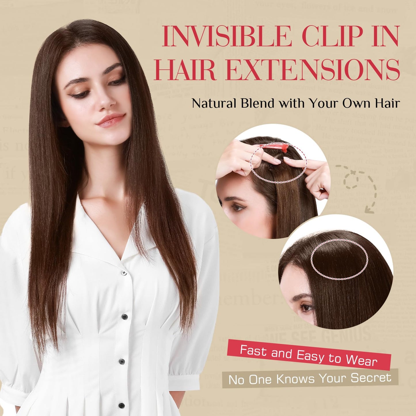Rich Choices Real Human Hair Clip In Extensions-6 Pcs Single Clip Design-100% Remy Hairs Invisible Clip in Extensions for Thin Hair-Seamless Hairpieces for Women/Men-14 Inches #60 Platinum Blonde
