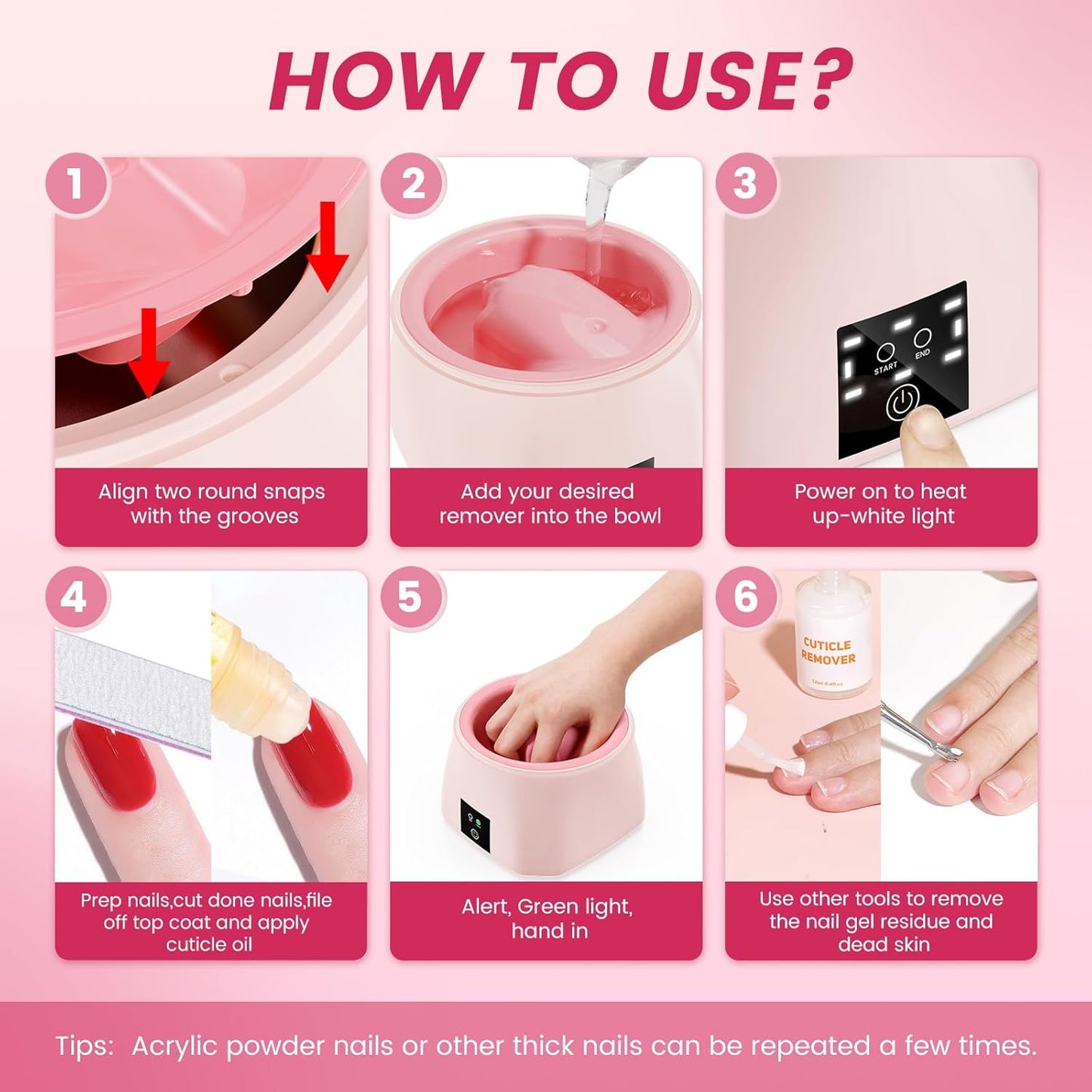 Heated Nail Soaking Bowl - 50% Faster Gel Polish Remover for Home & Salon | Electric Acrylic Dip Bowl