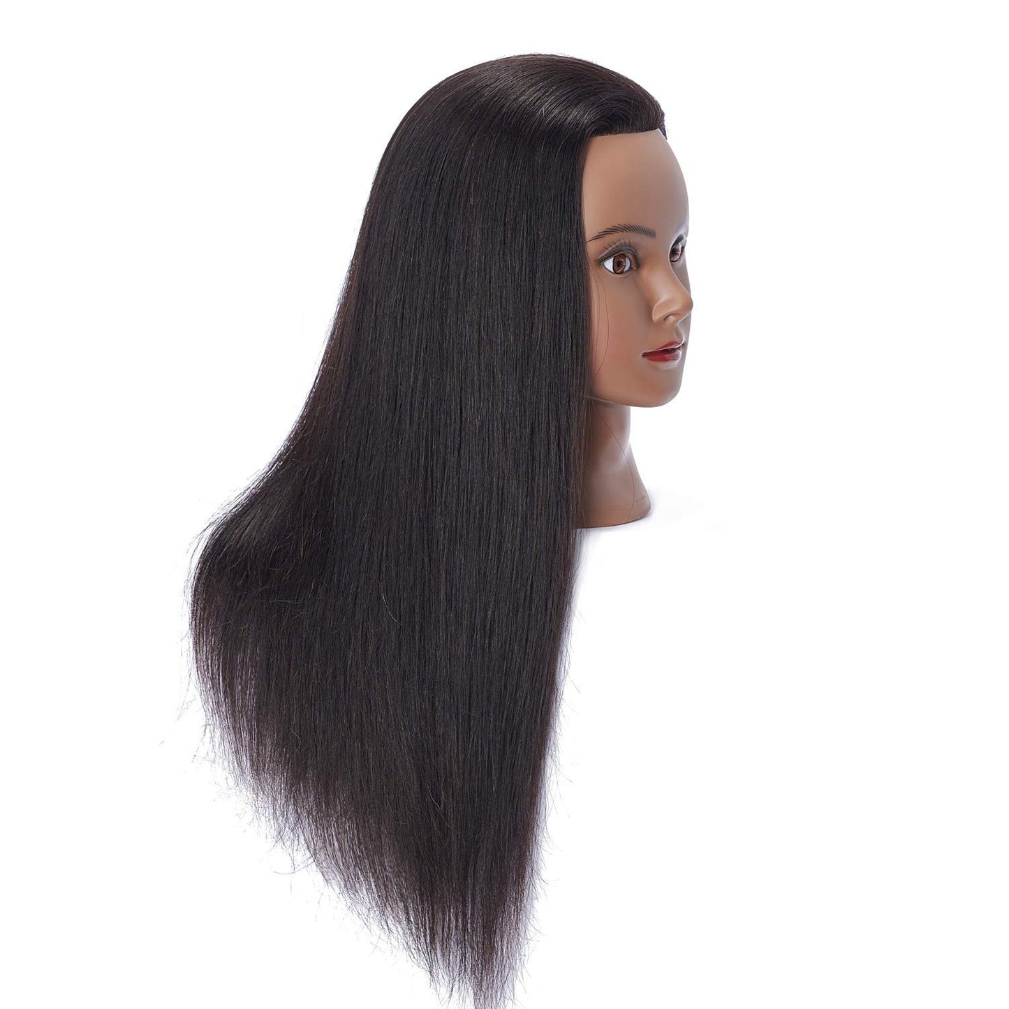 Human Hair Styling Training Mannequin Head - 24-26'' Cosmetology Practice Head with Stand