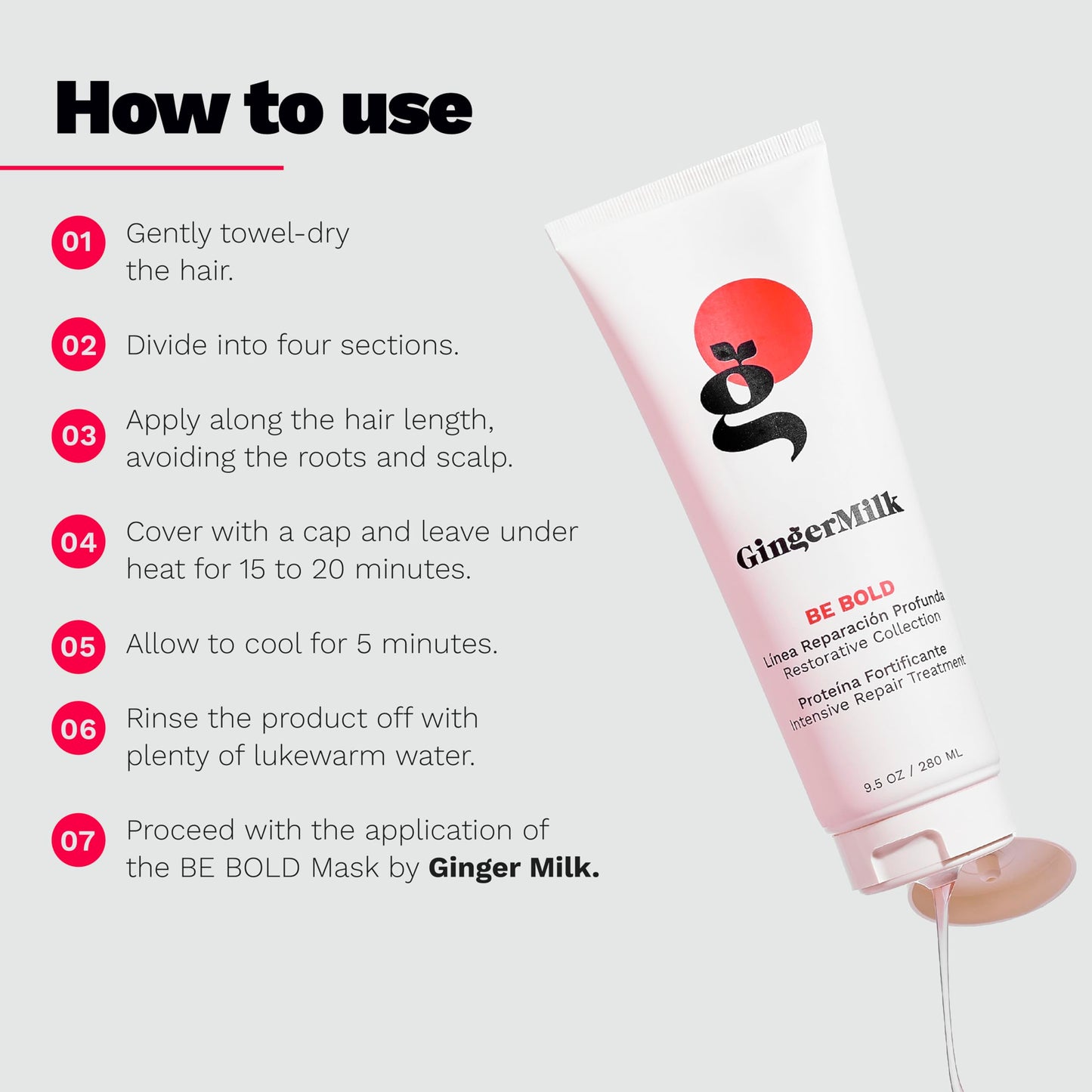 GINGER MILK - Hair Strengthening Protein | Nourishes, replenishes and protects the hair fiber | Ginger extract, biotin and vitamin E | Be Bold (9 fl oz.)