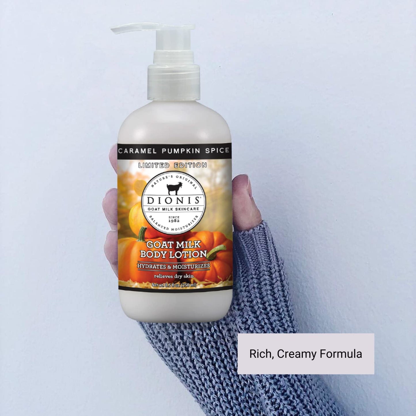 Dionis Goat Milk Lotion & Hand Cream Bundle - Caramel Pumpkin Spice Scent | 8.5 oz & 3.3 oz