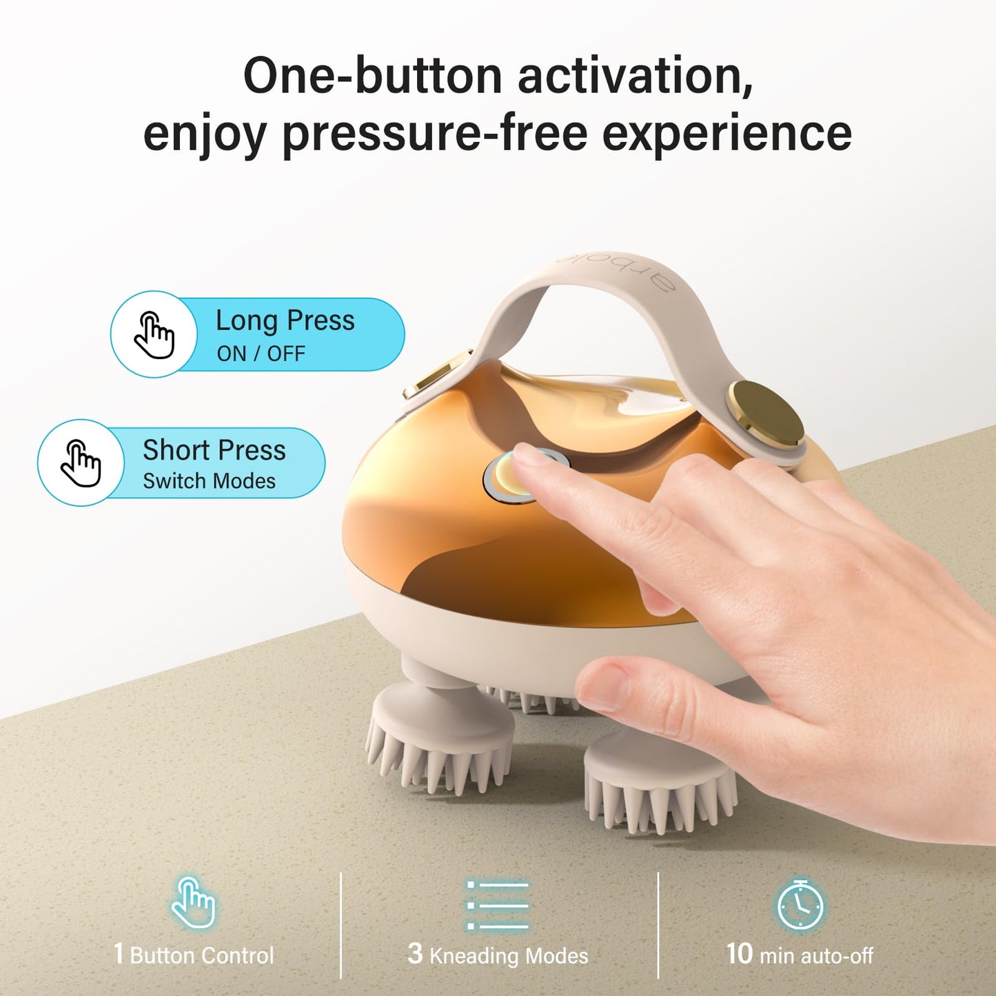 arboleaf Electric Scalp Massager Head Massager Scalp Stress Relax, 5 in 1 Kneading 128 Massage Nodes, Waterproof Hair Massage with 8 Removable Claws Cat Scratcher, Gift for Dad Mom