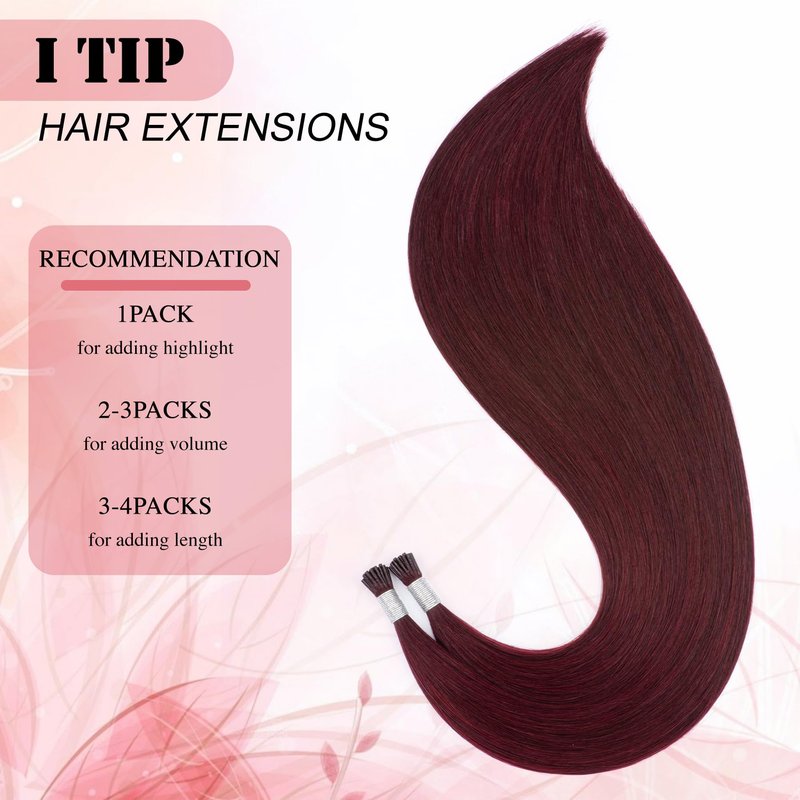 Senmy Itips Hair Extensions Human Hair Burgundy 22inch Remy Human Hair Extensions I tips 50g Itip Human Hair Extensions Wine Red Itip Microlink Hair Extensions For Women