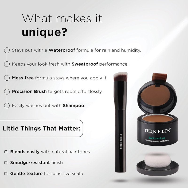 Root Touch Up Set - Hairline Concealer for Thin Hair | Water & Sweat Resistant, Medium Golden Brown