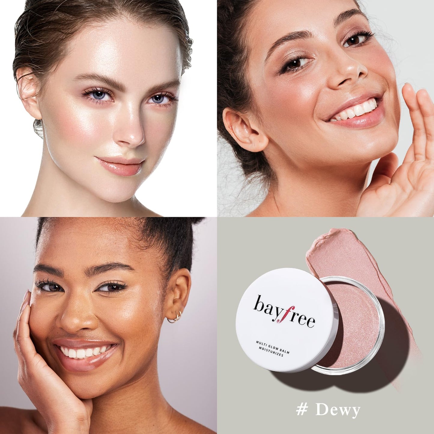 bayfree Multi Glow Balm Set, Cream Blush with Double-ended Brush, Radiant Finish, Hydrating, Creamy, Radiant Finish, Lightweight & Blendable Color, Face Balm