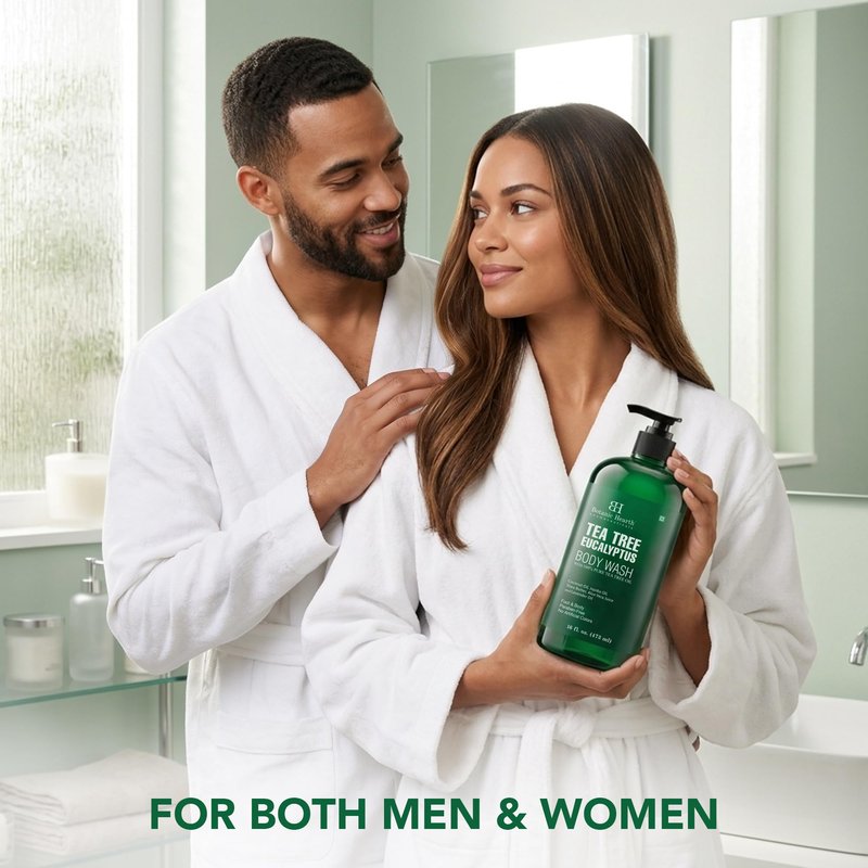 Botanic Hearth Eucalyptus & Tea Tree Body Wash – Refreshing & Invigorating Shower Gel for Men & Women, Helps Soothe Skin, Sulfate & Paraben Free – 16 fl oz