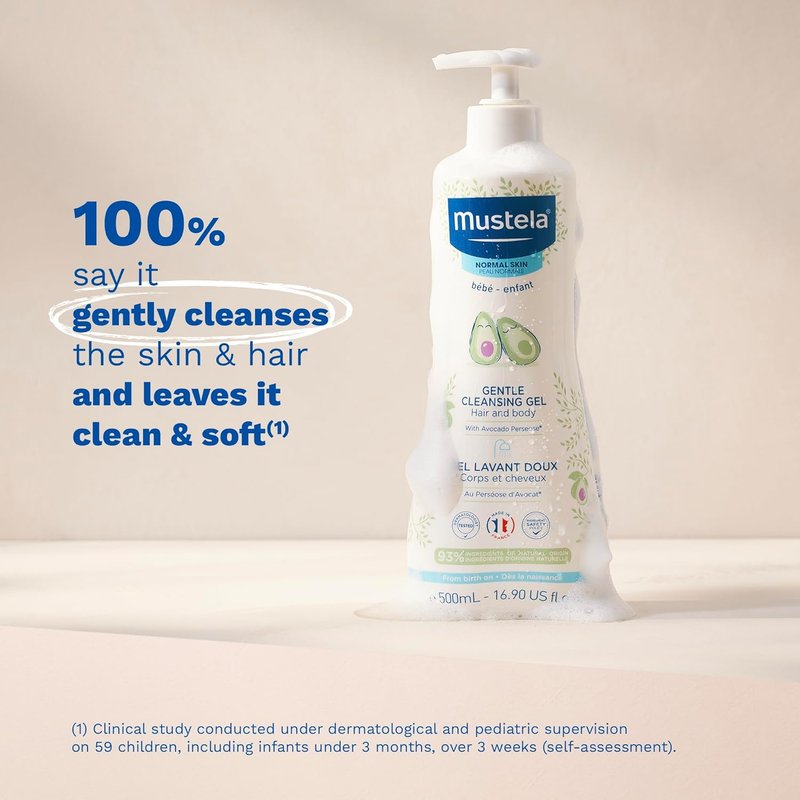 Mustela Baby Bath Time Gift Set | Natural Avocado Skin Care Essentials - Hydra Bebe Lotion & Gentle Cleansing Gel - 2 Items