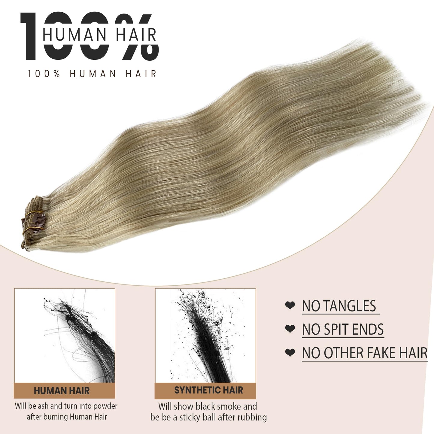 Seamless Clip in Hair Extensions Real Human Hair for Women 18 inch 70 gram Balayage Ash Brown to Platinum Blonde Soft Straight Clip in Hair Extensions 7PCS