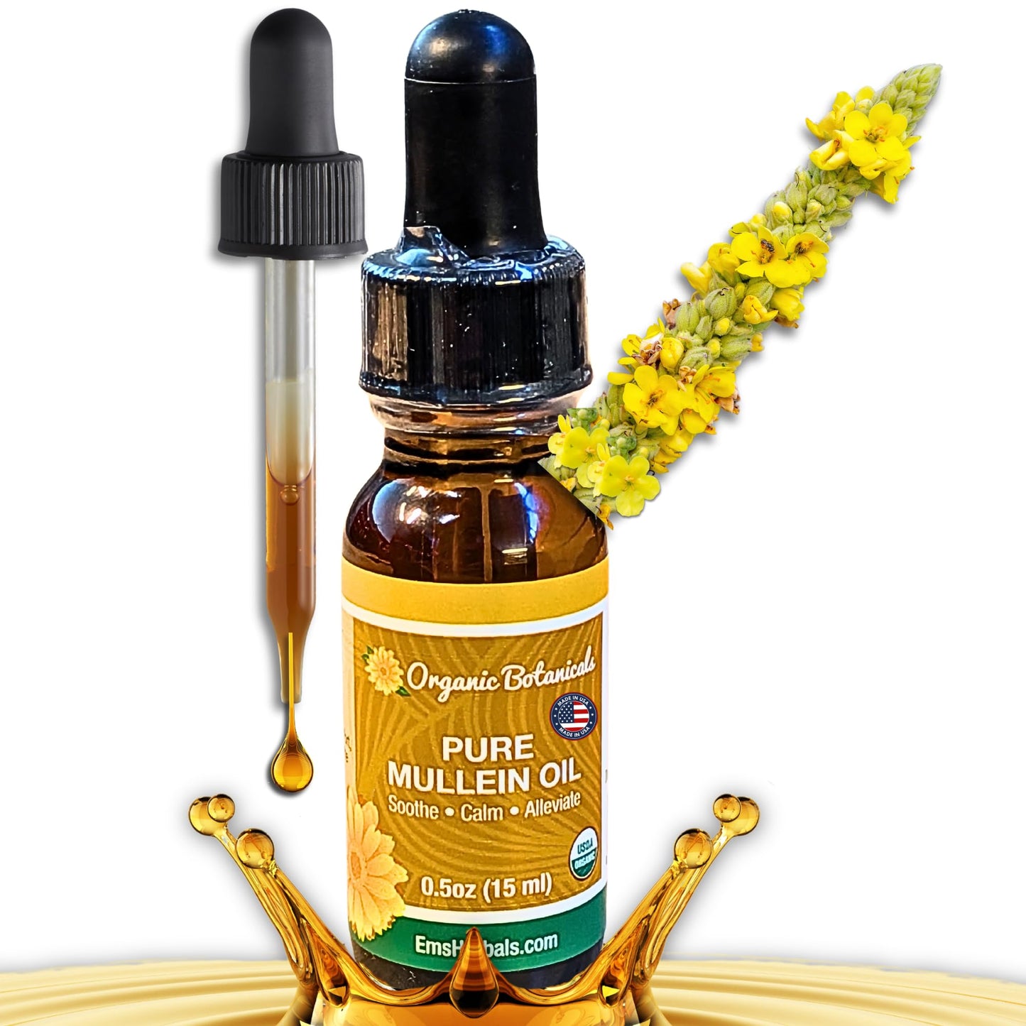 Pure Mullein Flower Infused Oil, Certified Organic