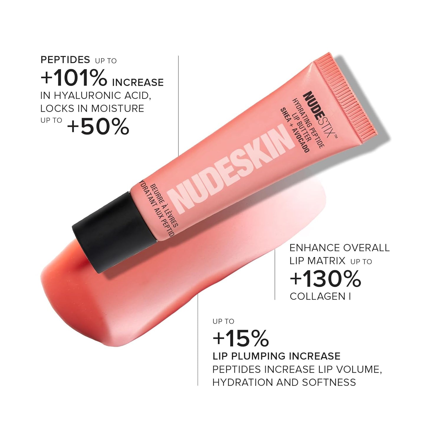 Nudestix Hydrating Peptide Lip Butter Tint Set - 3-Piece Glossy Lip Balm Kit with Avocado & Shea Butter | Vegan, Cruelty-Free Moisturizing Tints