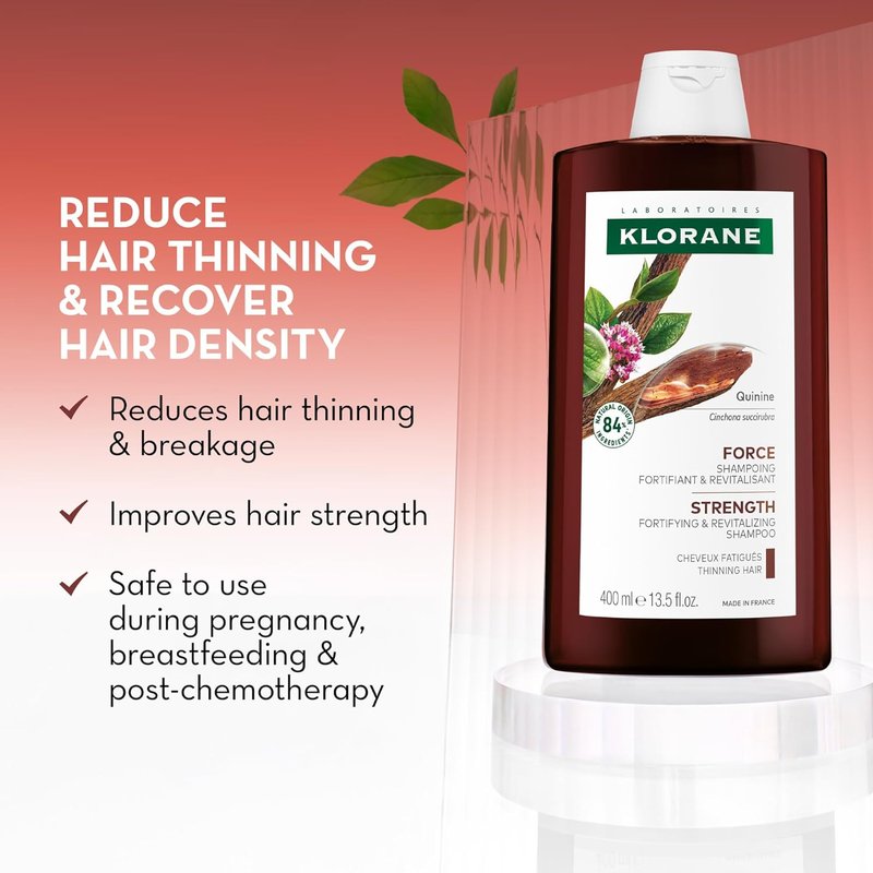 Klorane Strengthening Shampoo with Quinine - Natural Thickening Formula for Hair Thinning | 13.5 fl. oz.