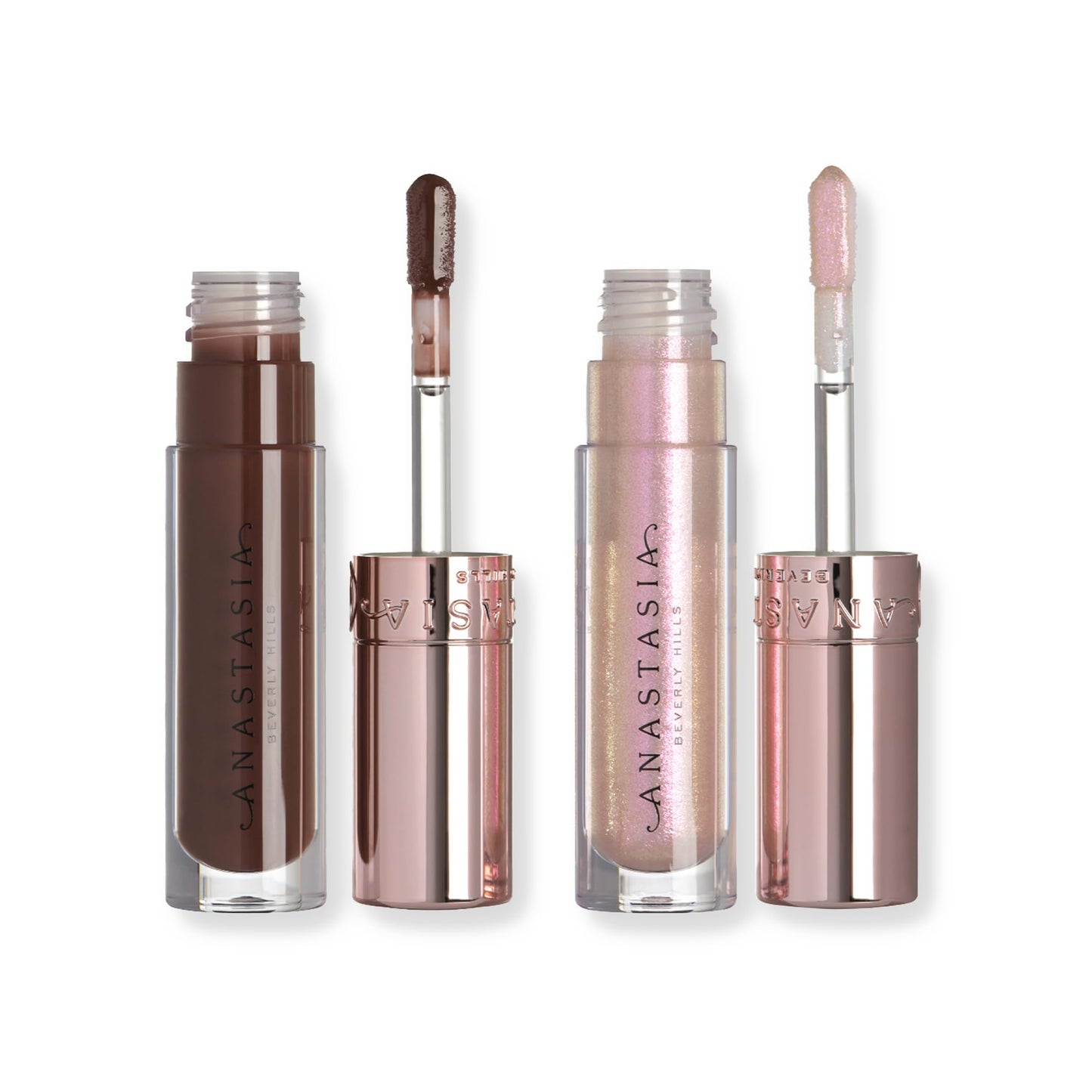 Anastasia Beverly Hills Mini Lip Gloss Duo - High-Pigment Scented Lip Lacquer Set for Volumized, Shimmering, and Luminous Lips - Aura + Molten
