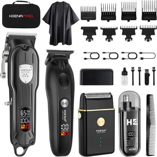 Professional Hair Clipper Set - Cordless Electric Clippers & Beard Trimmers | Rechargeable Barber Kit with Nose Hair Trimmer