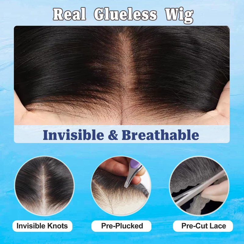 yosly Short Stright Bob Wig Human Hair Glueless Wigs Human Hair Pre Plucked Pre Cut 5x5 HD Lace Closure Wigs Human Hair Middle Part Glueless Wigs Human Hair For Black Women Natural Color 10inch