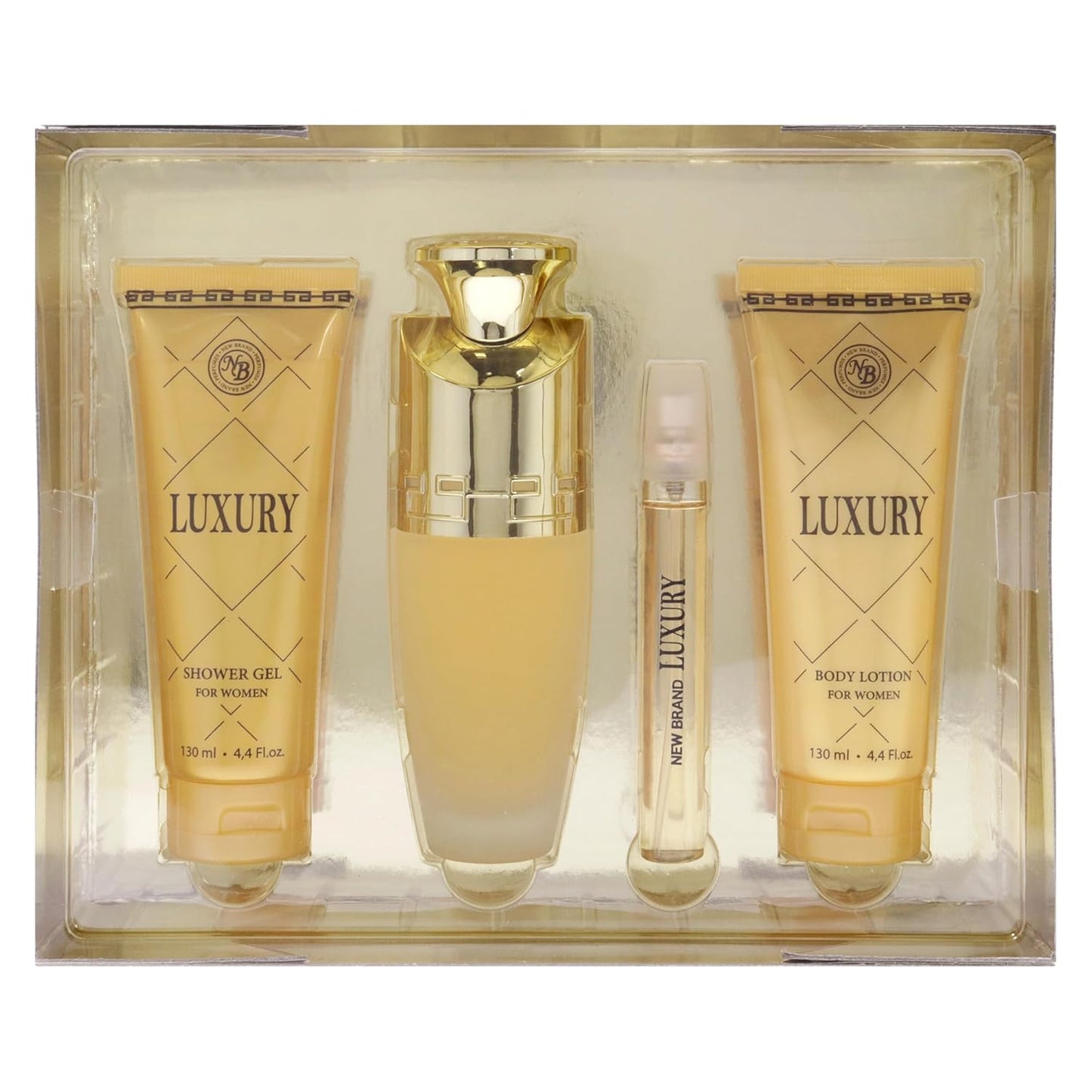 Luxury Women's Gift Set - 4-Piece EDP Spray, Shower Gel & Body Lotion | 3.3oz & 4.4oz Sizes