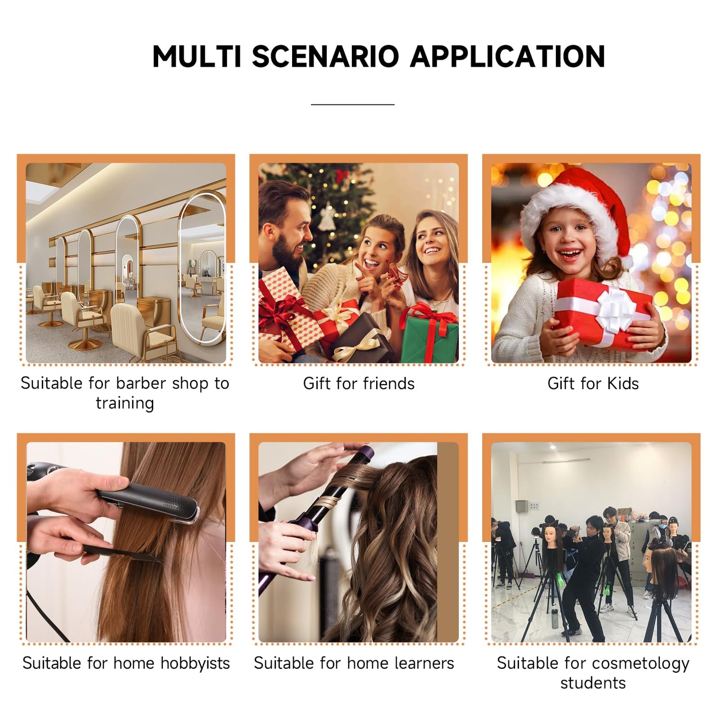 Mannequin Head Human Hair 14 inch Professional Styling Head Mannequin Head with Hair 100% Real Human Hair for Salon Training, Braiding & Cutting Free Adjustable Stand (Designers/Beginners/Schools)