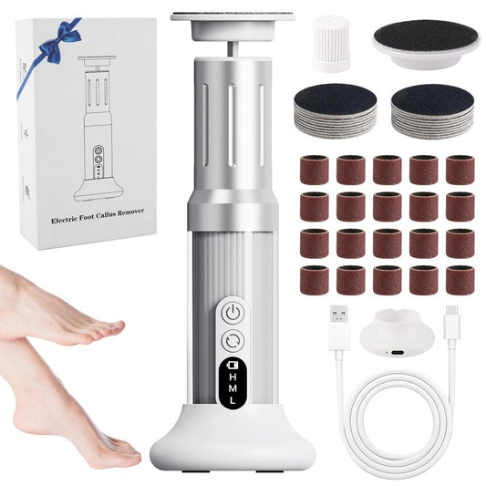 ANGNYA Electric Callus Remover for Feet with 3 Adjustable Speeds, Rechargeable Stand and Replacement Sandpaper Disks, Electric Foot Callus Remover Foot File for Feet Pedicure Tool for Dead Skin (Grey)