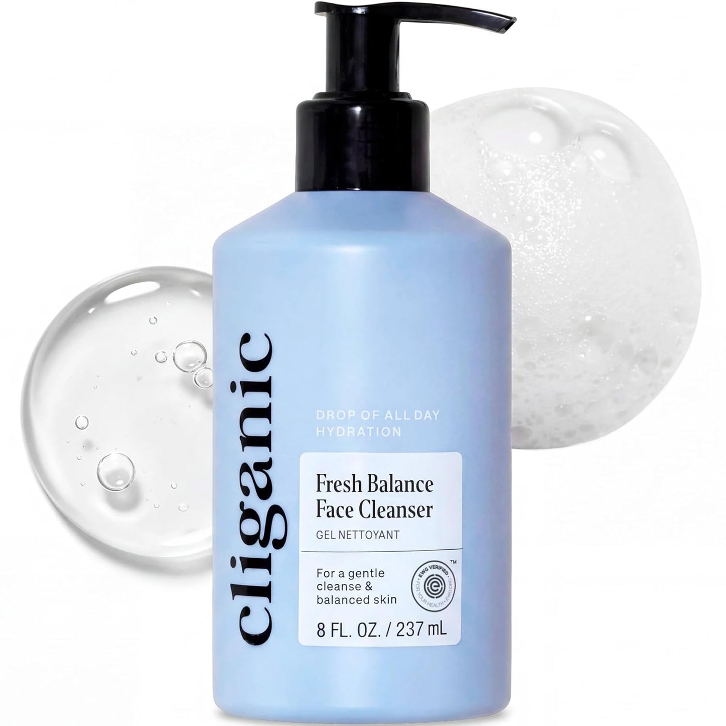 Cliganic Hydrating Facial Gel Cleanser - Gentle Face Wash with Jojoba, Rosehip & Argan Oils | Balanced Glowing Skin