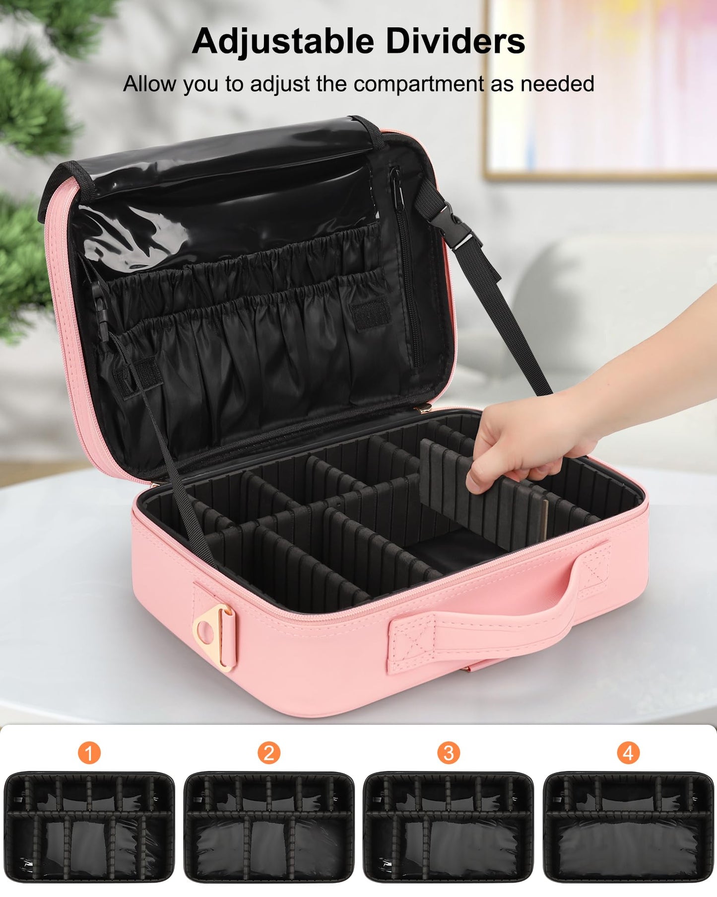 Relavel Travel Makeup Train Case Makeup Cosmetic Case Organizer Portable Artist Storage Bag with Adjustable Dividers for Cosmetics Makeup Brushes Toiletry Jewelry Digital Accessories