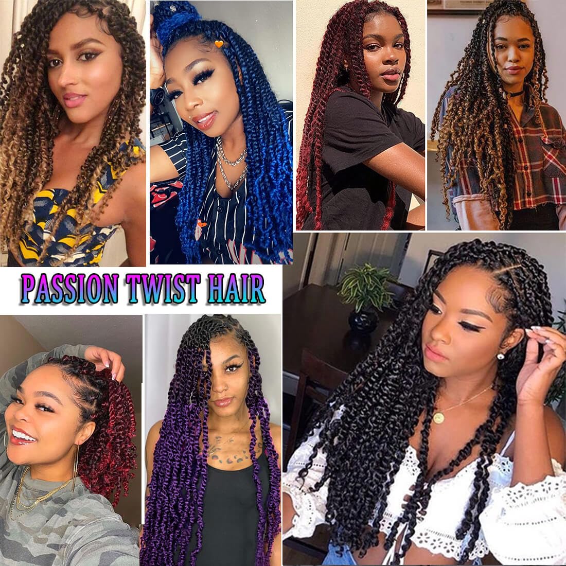 Bestlove Blue Pre-twisted Passion Twist Crochet Hair 14 Inch 8 Packs Pre-looped Bohemian Curly End Synthetic Braiding Hair Extensions, Low Temperature Soft Twist Braids for Black Women (T1B/Blue)