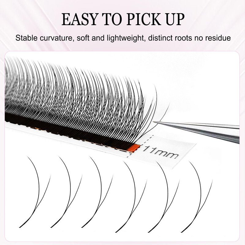 CoMango Fox EyeLashes Extension 2D Fans Flying YY Lashes Y Shaped Wispy Lashes Foy YY Lashes Mink Premade Lash Fans C/D Curly Natural Fluffy Handmade Individual Eyelash Fans(Black,2D-D-mix8-13mm)
