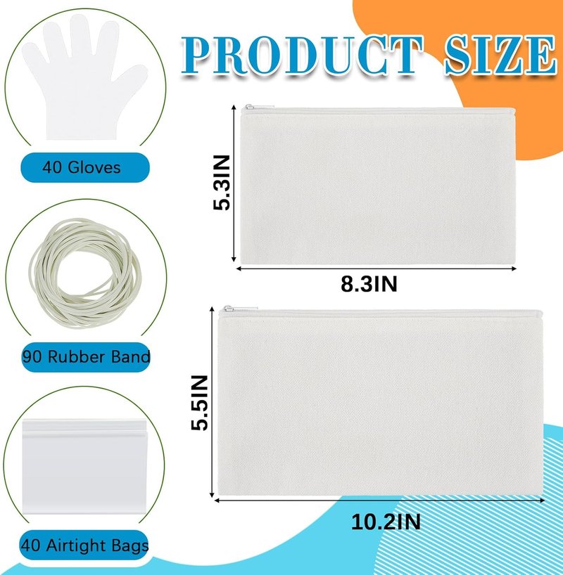30 Pcs White Cotton Makeup Bags - Perfect for Tie Dye Projects | Multi-Purpose Cosmetic Bags (8.3 x 5.3 Inch)