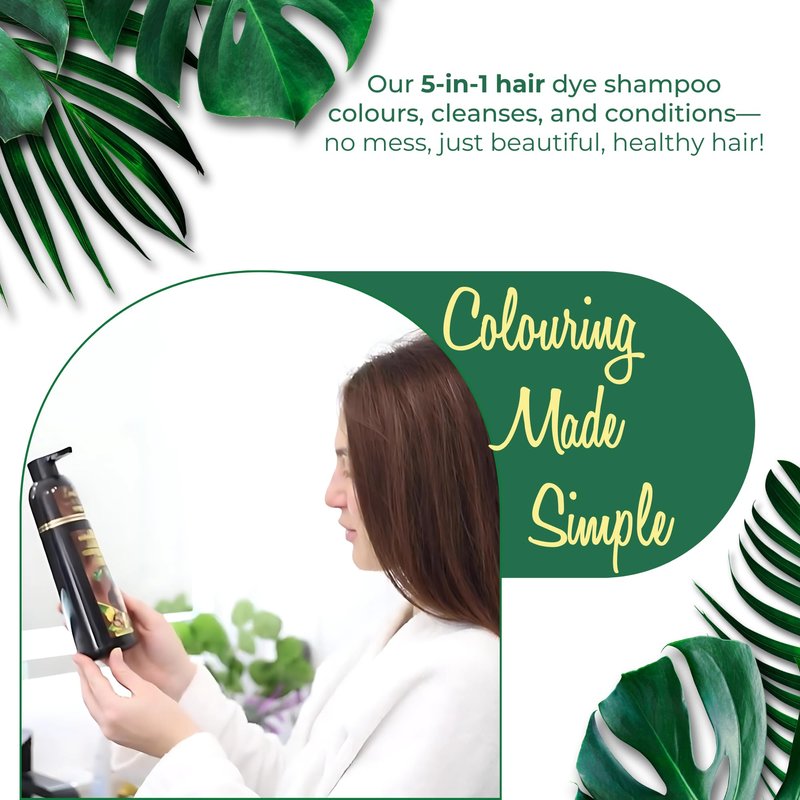Londoree 5-in-1 Hair Dye Shampoo 500ml Black | Ammonia-Free Grey Coverage with Vitamin E, Argan Oil & Collagen – Colors, Moisturizes, Repairs & Reduces Hair Fall in Just 15 Minutes