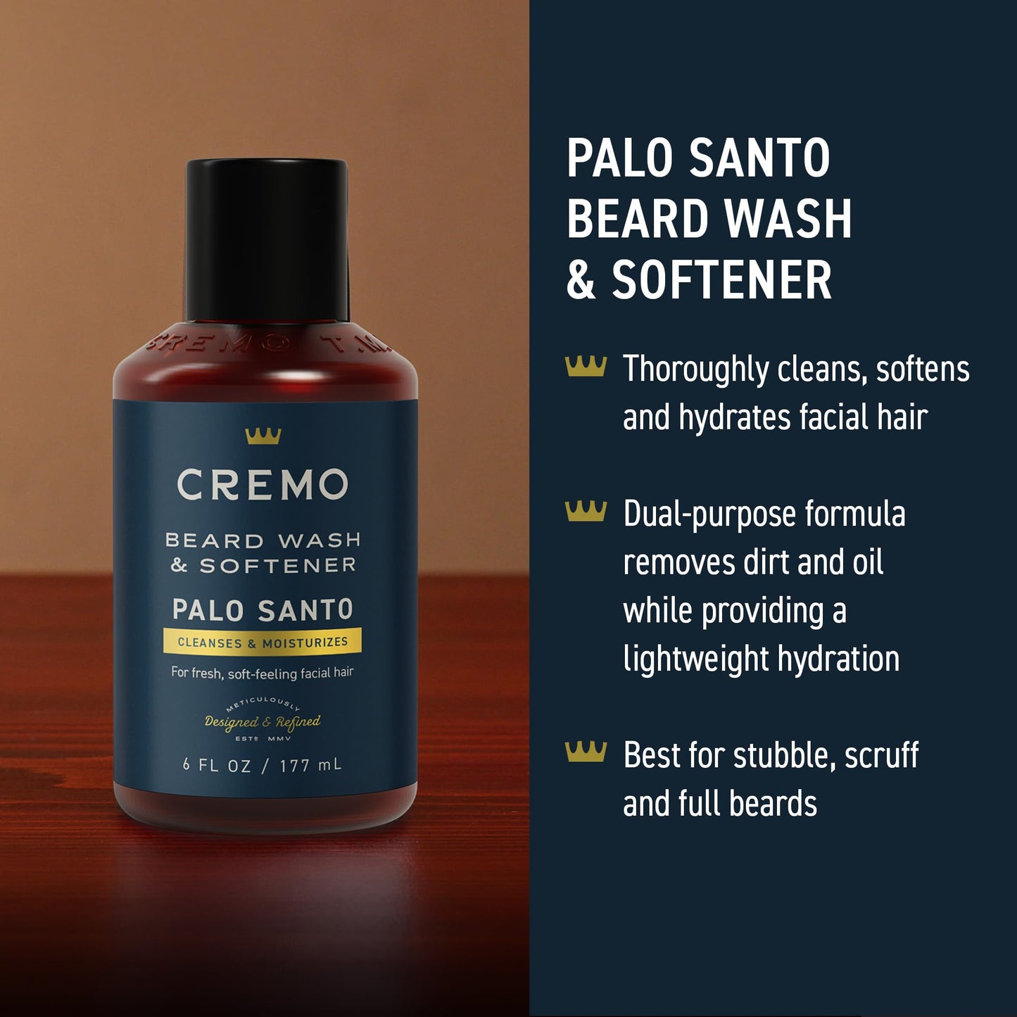 Cremo Palo Santo 2n1 Beard Wash & Softener + Deep Conditioner + Oil + Brush and Shear Set for A Full Beard Regimen
