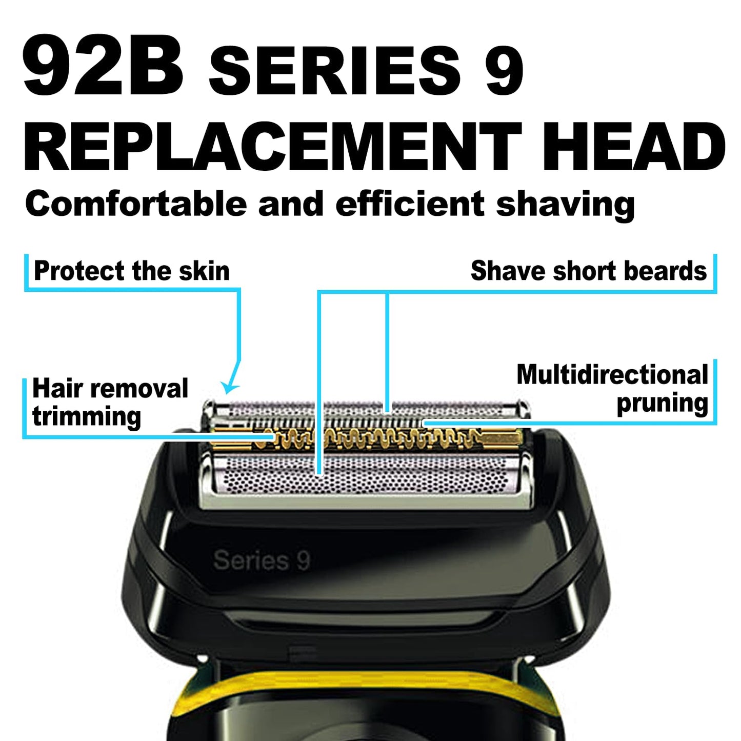 Electric Replacement Shaver Head for Braun Series 9 | 2-Pack Compatible Accessories for 9290cc, 9291cc, 9370cc, 9385cc