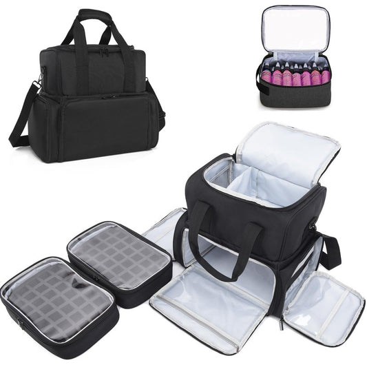 NATUMER Large Tattoo Case Tattoo Travel Case with 2 Inner Removable Pouches- Waterproof Oxford Fabric Tattoo Travel Storage Bag for Large Tattoo Stencil Printer and Tattoo Supplies (Black Bag Only)