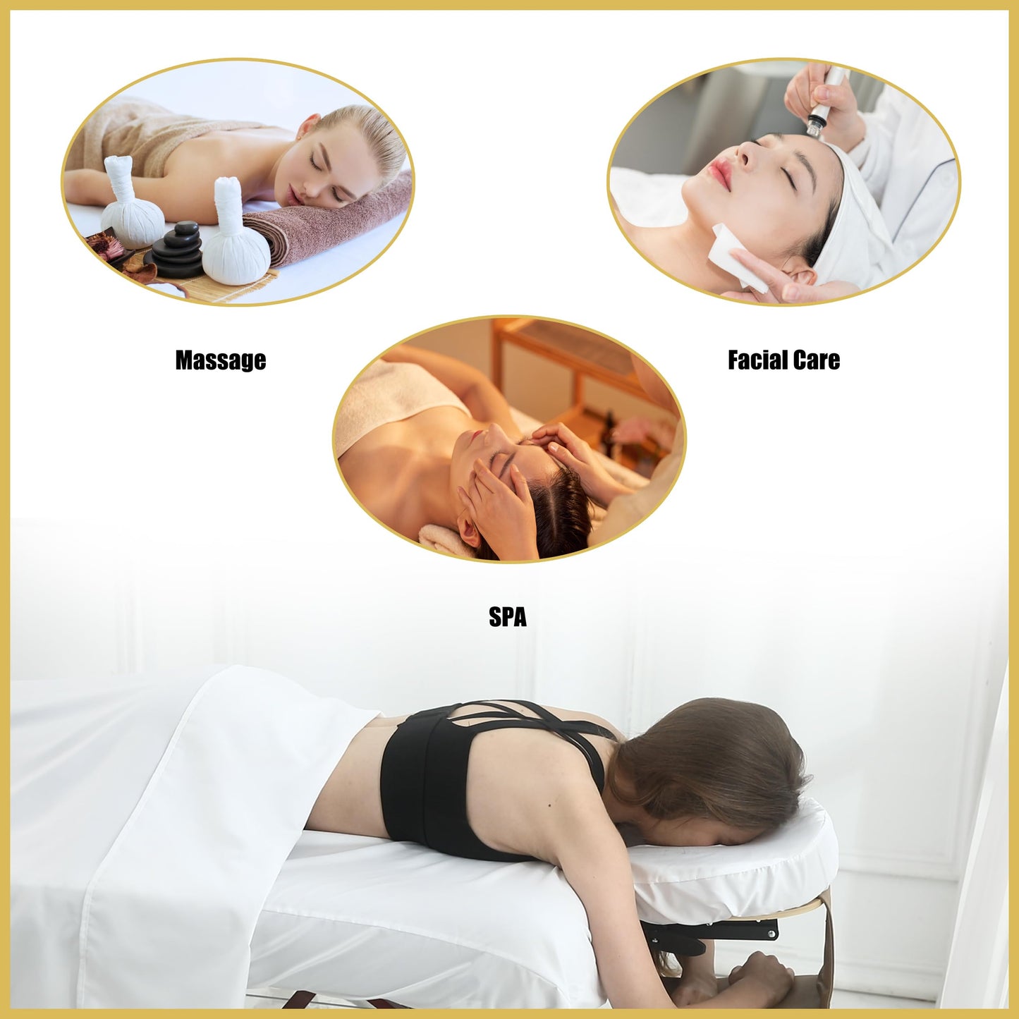 2 Sets Microfiber Massage Table Sheet Set 3-Piece, Soft Wrinkle-Free Bed Cover, Includes Fitted Sheet, Flat Sheet, and Face Cradle Cover for Spa, Salon, Tattoo (White)