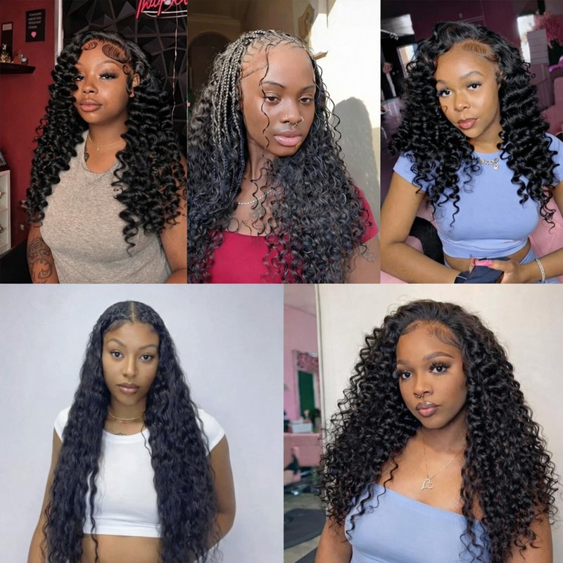 Wequeen 16A Deep Wave Water Wave Human Hair Bundles 100% Unprocessed Brazilian Virgin Hair Quick Weave Bundles Human Hair Extensions Real Human Hair,Deep Wave 14 Inch