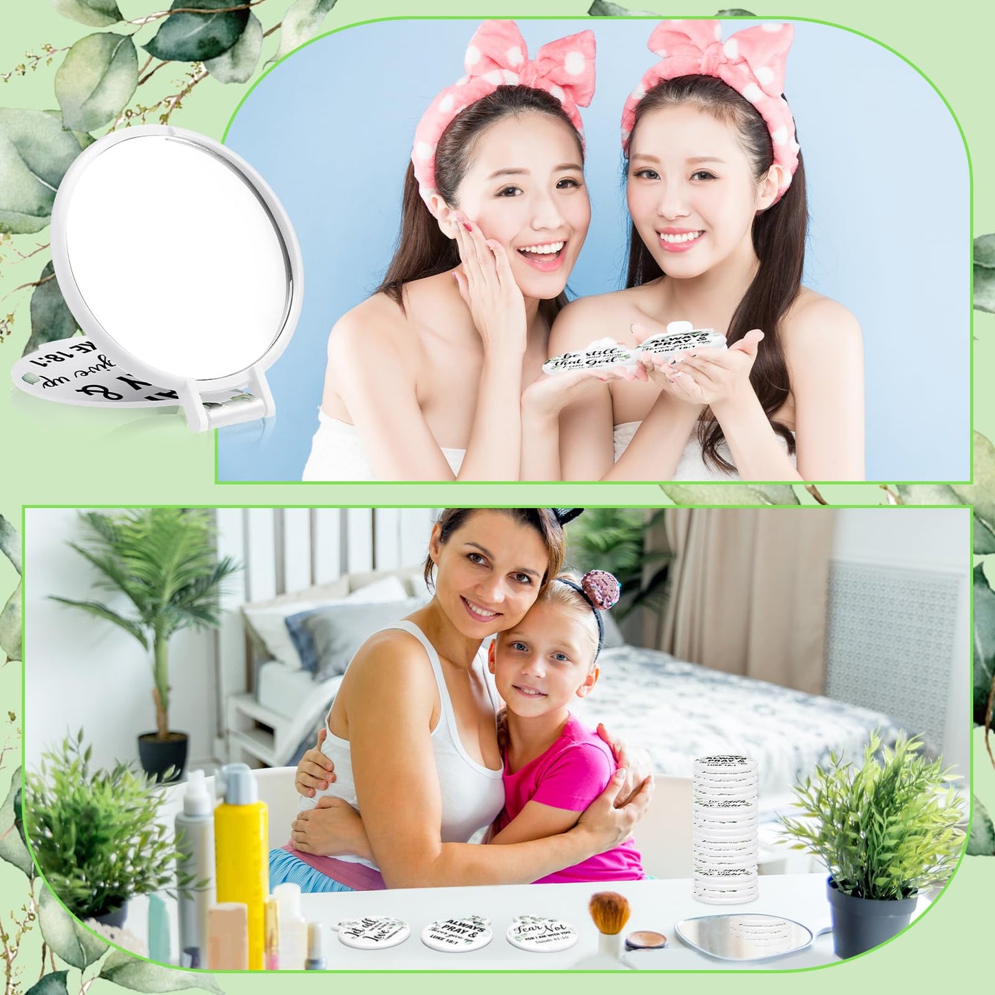 GlikCeil 80 Pcs Mini Christian Compact Mirrors Bulk Christian Gifts for Women, Bible Verse Scripture Makeup Mirrors for Purse, Religious Easter Church Party Favor, Mothers Day Sunday School Gifts