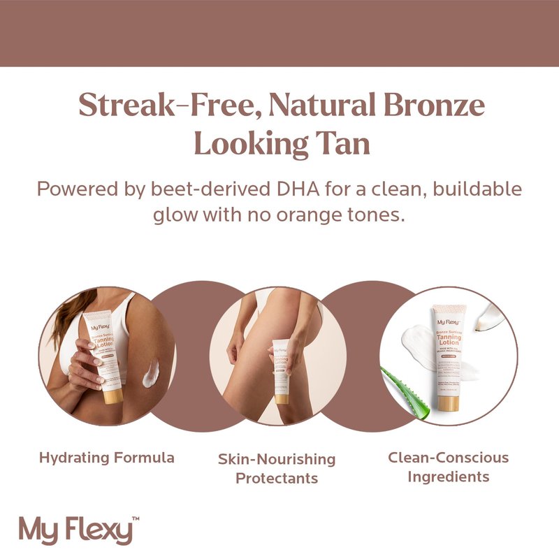 Sunless Tanning Lotion Made With Organic Ingredients, Moisturizing Self Tanner, Non Sticky Gradual Tanning, Streak-Free, Bronze Hydrating Lotion for Body with Aloe & Shea Butter, Natural Glow Fake Tan