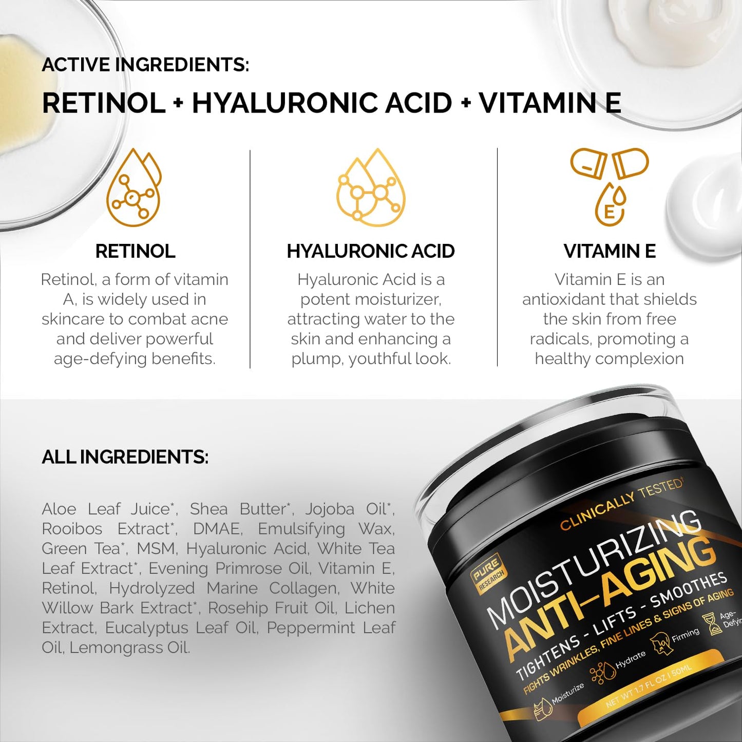 Men's Face Cream Moisturizer - Anti-Aging Collagen, Retinol & Hyaluronic Acid | 1.7 oz Day & Night Skin Care