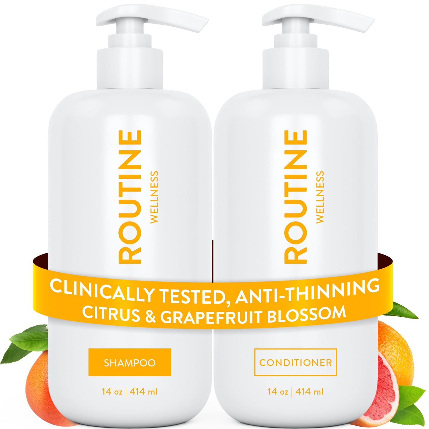 Routine Wellness Anti-Thinning Shampoo and Conditioner Set for Thinning Hair - Biotin DHT Blocker Women & Men - Color Safe Shampoo for Hair Loss & Healthier Hair (Pack of 2)