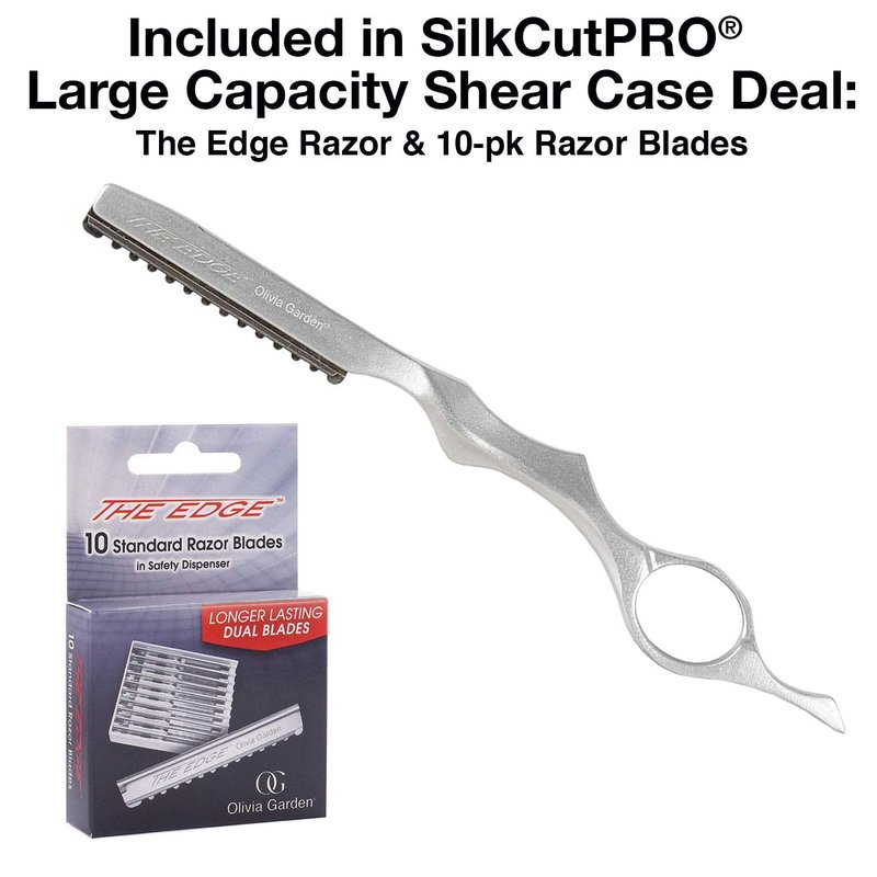 Olivia Garden Shear Case with SilkCutPRO Shears - Hair Tool Organizer for Combs, Scissors, Barber Supplies - Holds 9 Shears - Professional Hairstylist Travel Bag - 7 Piece Set