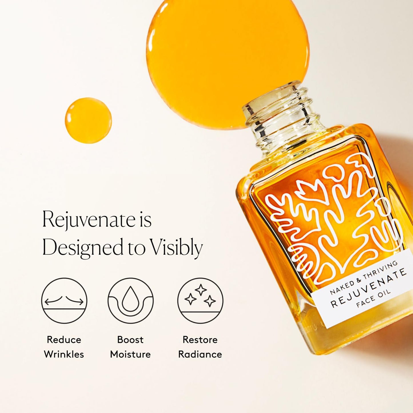Naked & Thriving Rejuvenate Restorative Face Oil - Organic Vegan Formula for Wrinkle Reduction & Deep Hydration | 1.18 oz (35 mL)