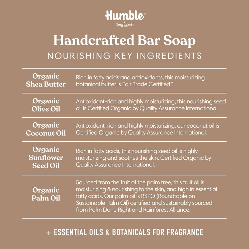 Humble Natural Bar Soap, Herbal & Fresh - Cold Processed Face & Body Soap Bar with Essential Oils - Moisturizing Formula for Long-Lasting Freshness, Gently Cleanses & Soothes Skin, Vegan - 3 Pack