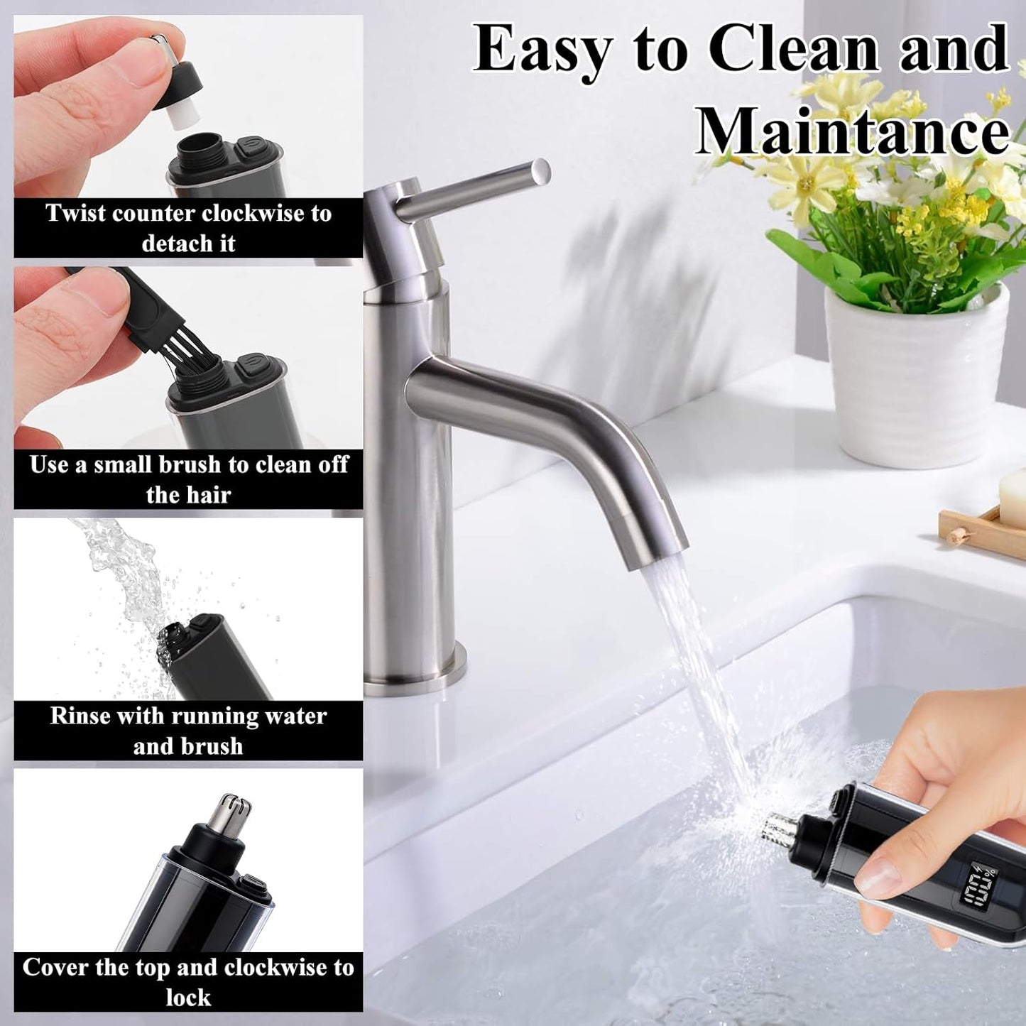 Portable LED Nose and Ear Hair Trimmer - Dual-Edge Blades for Smooth Cutting | Mini Travel Size for Men & Women